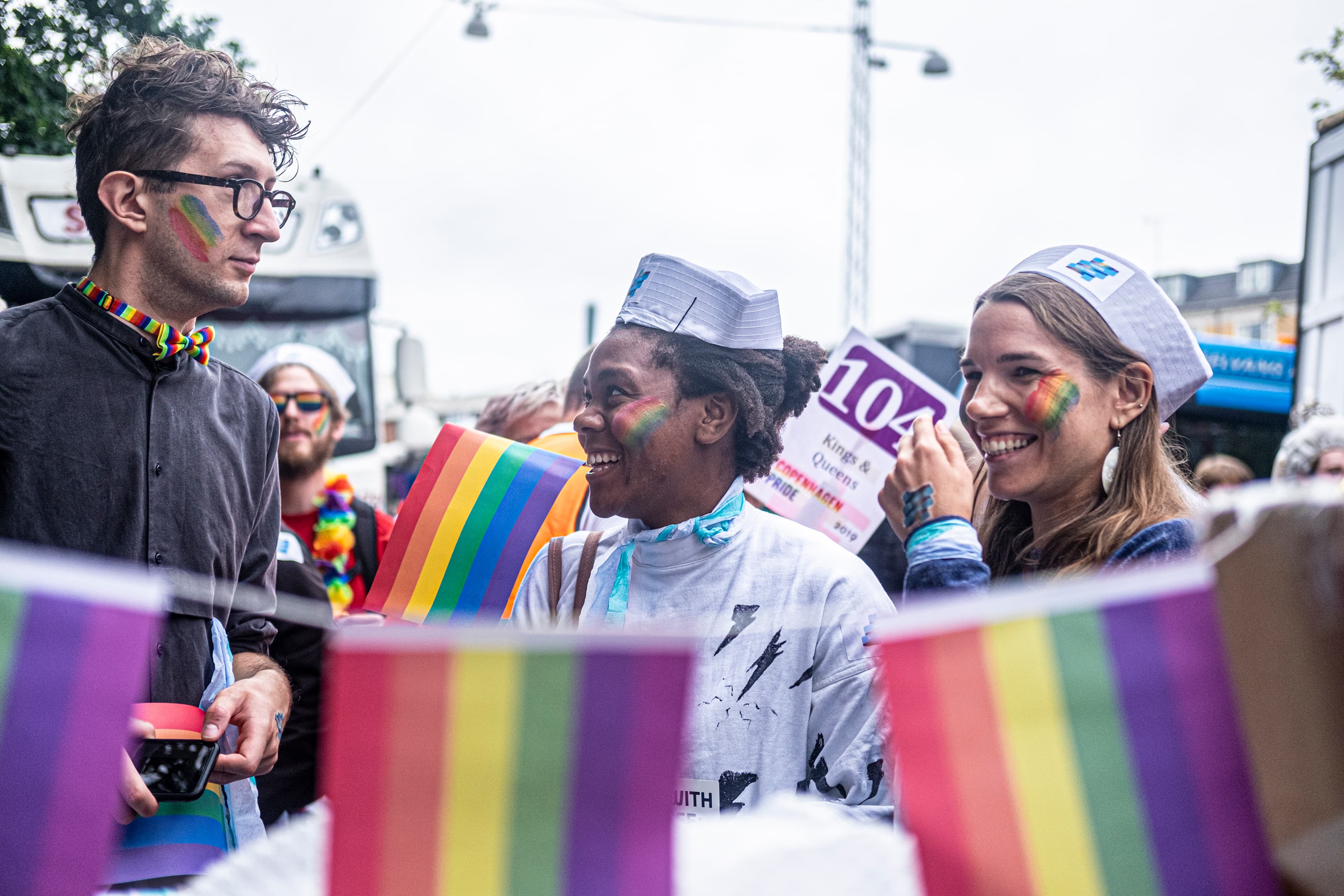 DFDS employees parading down the streets of Copenhagen as part of the Pride Parade