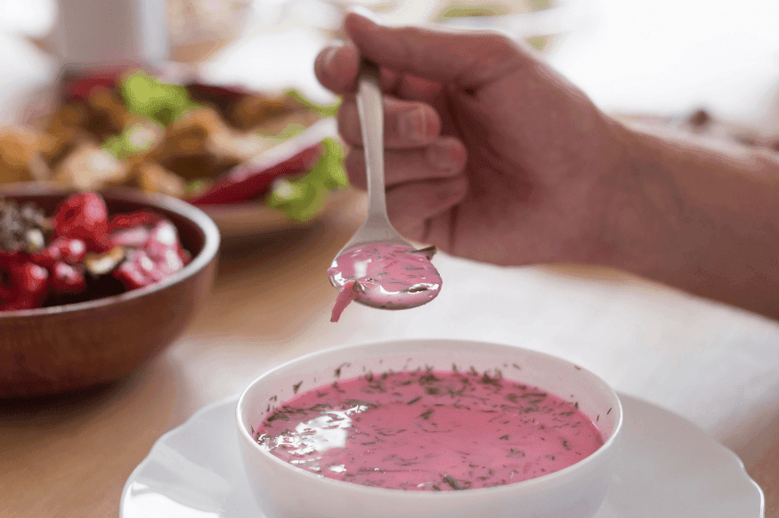Cold pink soup - traditional Lithuanian dish