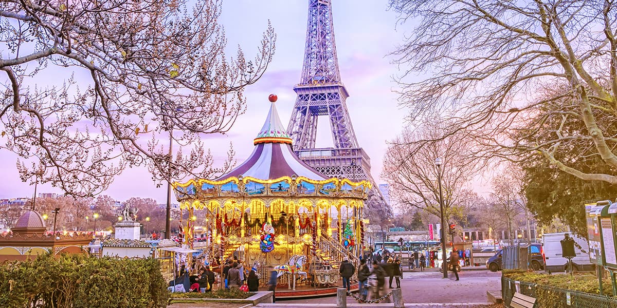 Christmas carousel with the Eiffel Tower