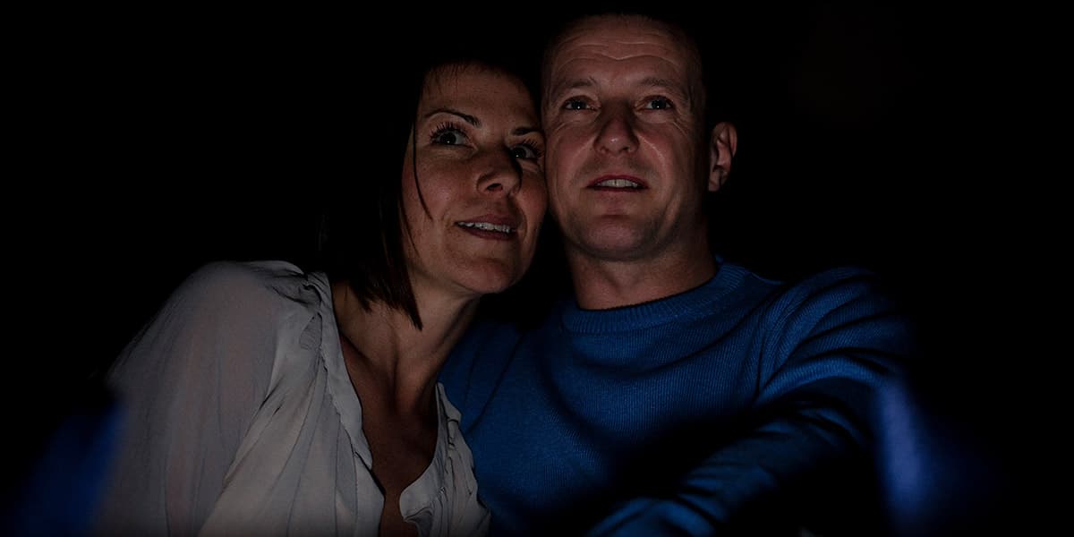 Couple at the onboard cinema