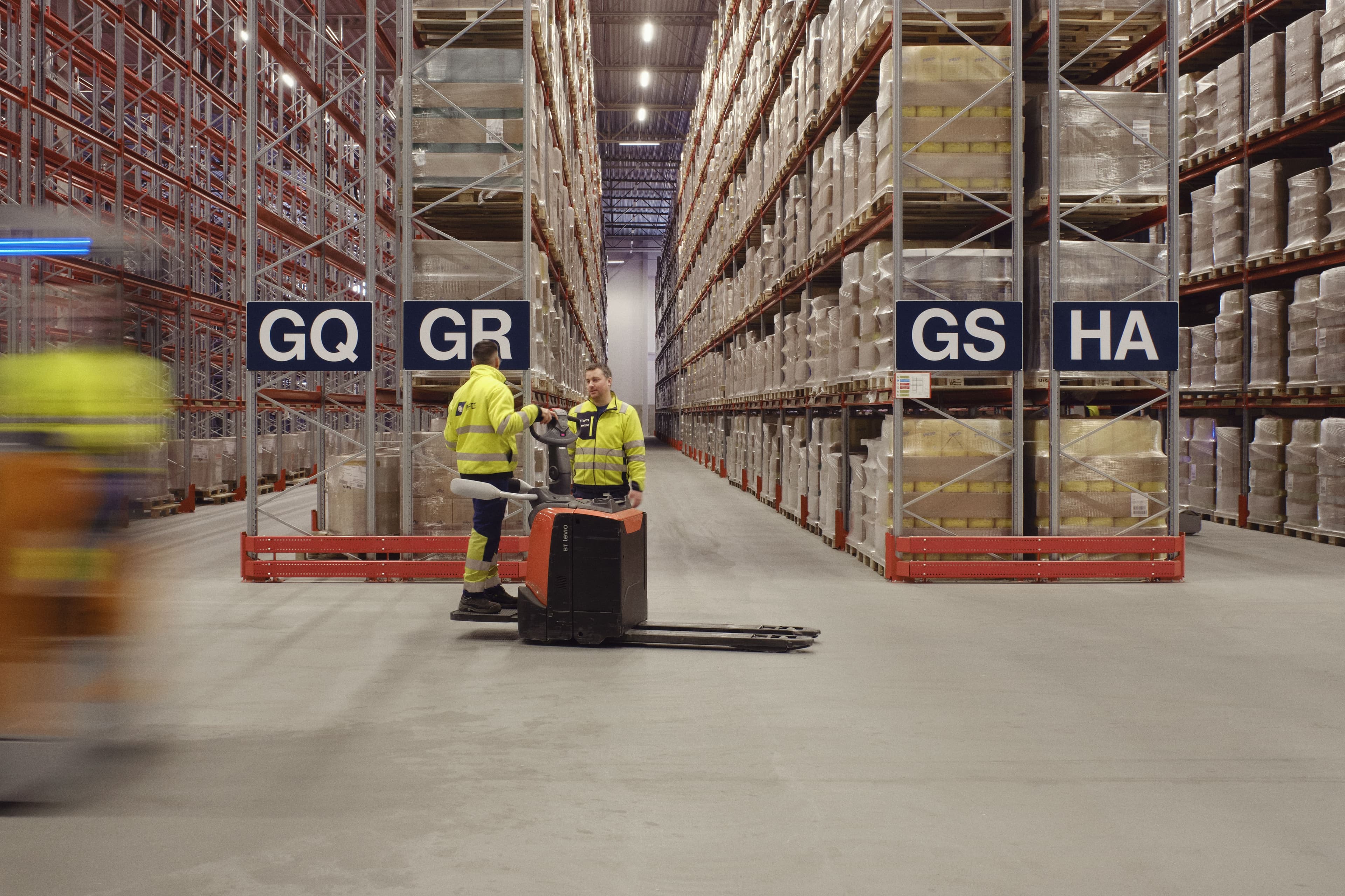 Inside a DFDS warehouse facility.
