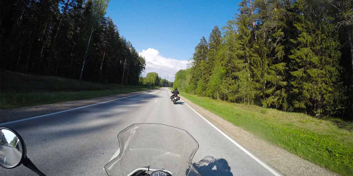 Group of motorcyclists on a road trip