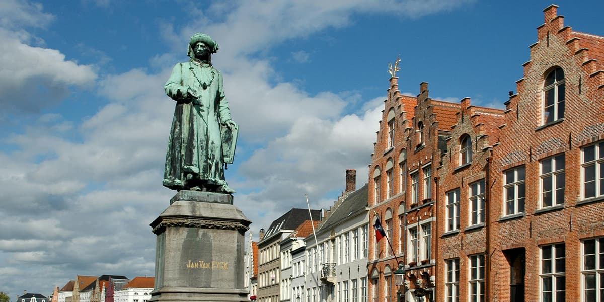 Statue Jan Van Eyck Bruges, Belgium