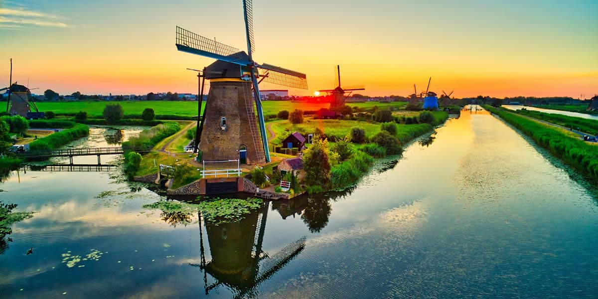 Windmills in Kinderdijk, Holland