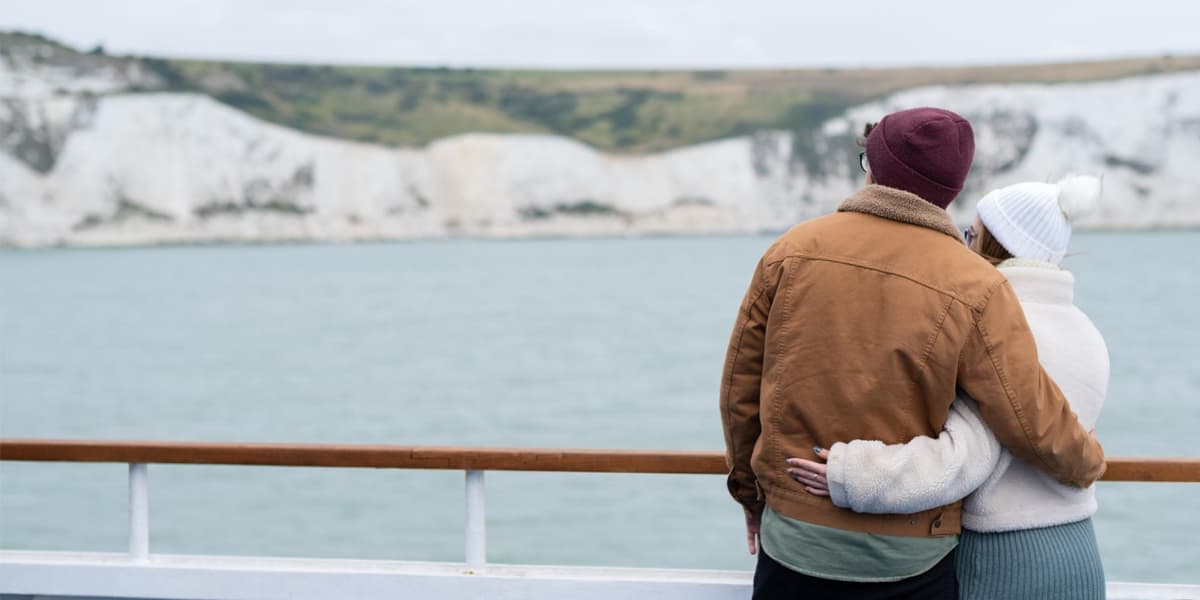 Couple on deck of a cross Channel Ferries