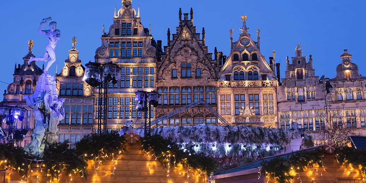 Belgium Christmas market lit up