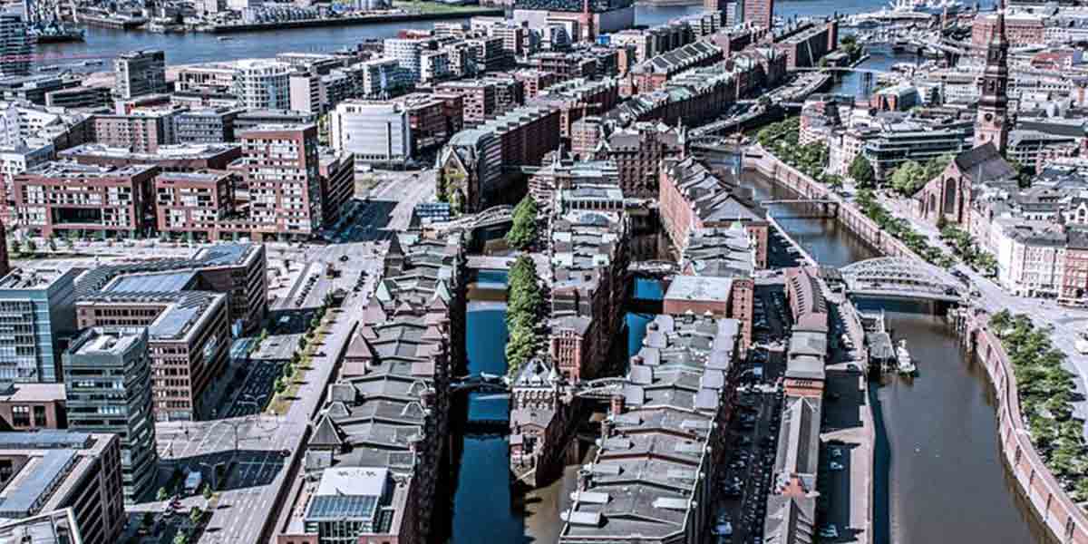 Birds eye view of Hamburg