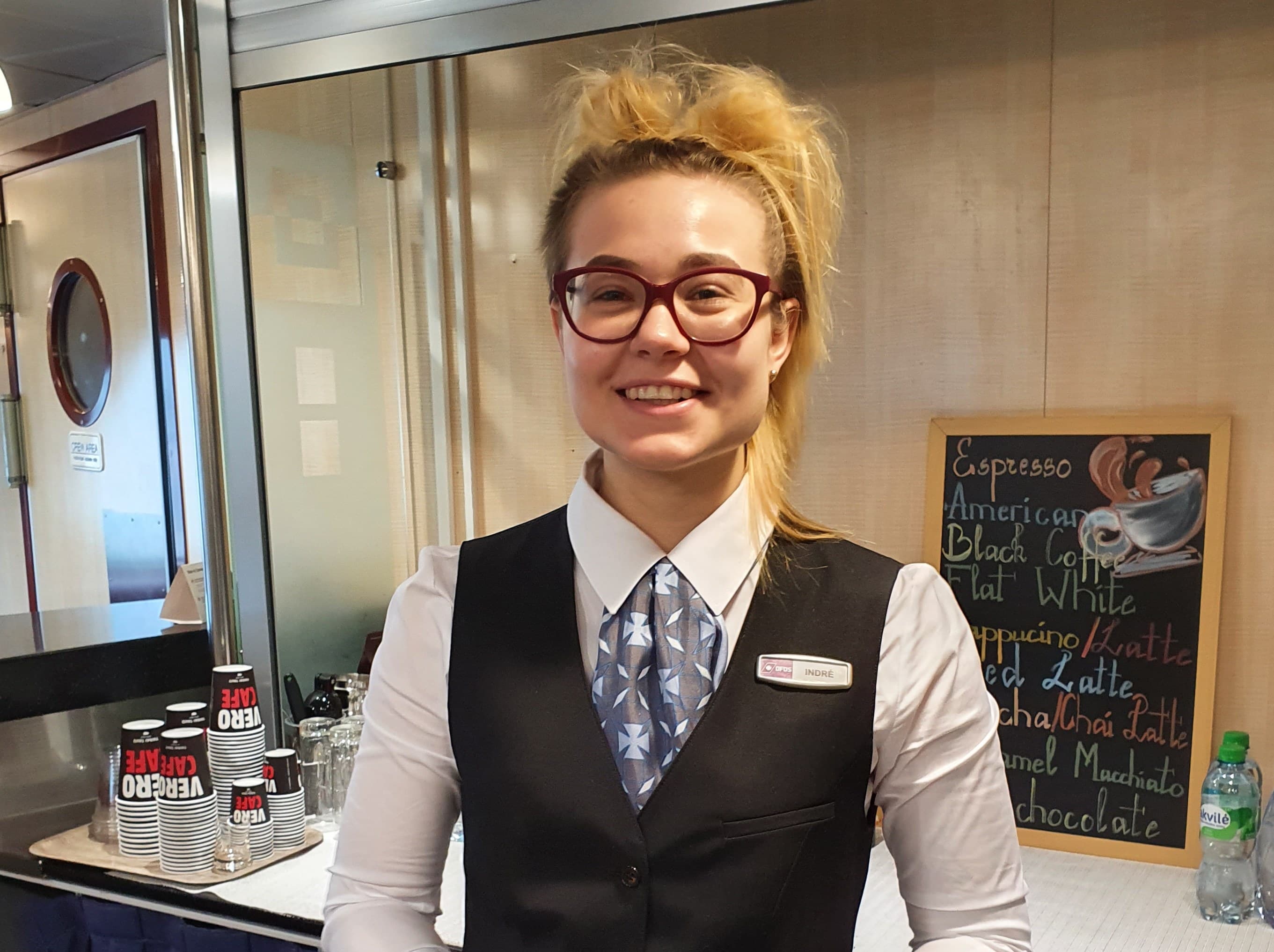Barista on board of Baltic routes ferries