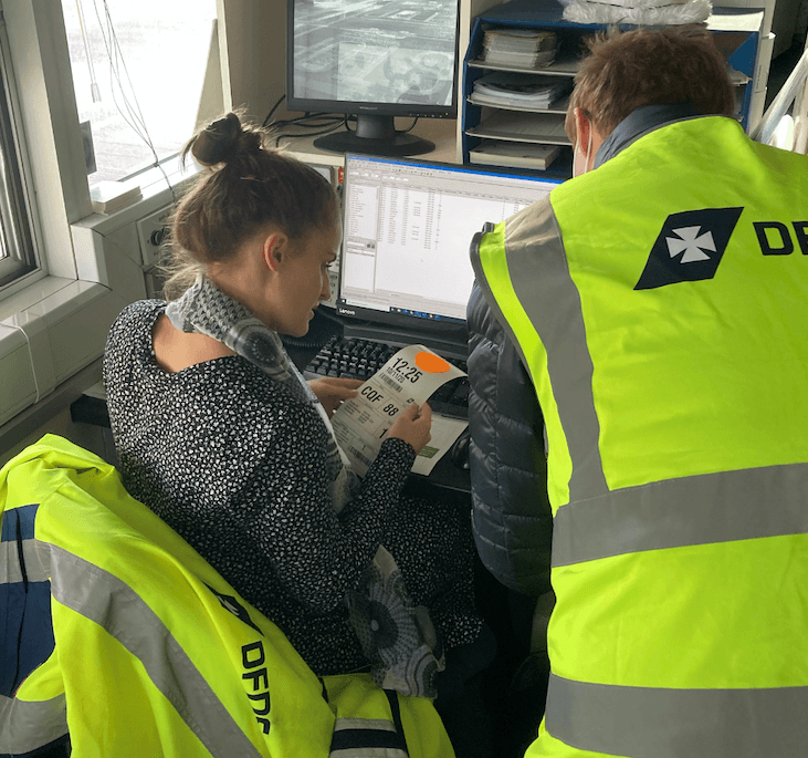 A woman checking the documents