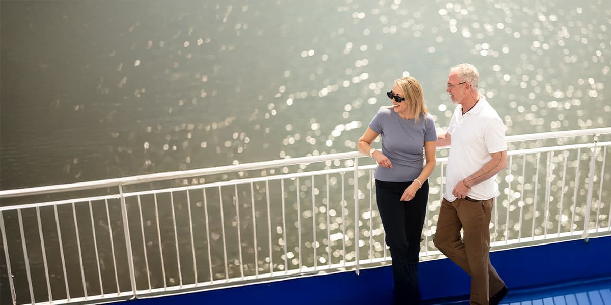 Couple on deck of DFDS ferry