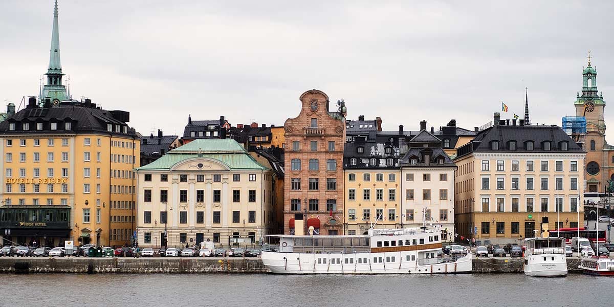 Buildings on the waterfront in Stockholm, Sweden