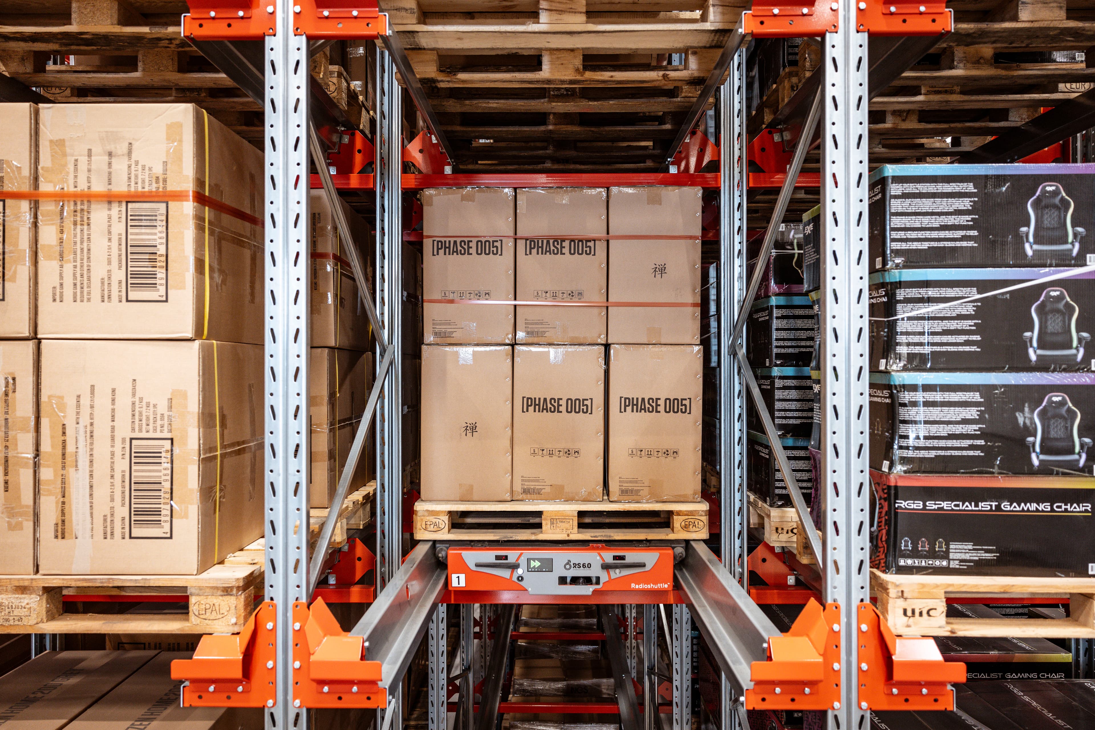 Interior of a DFDS truck with boxes of high value goods.